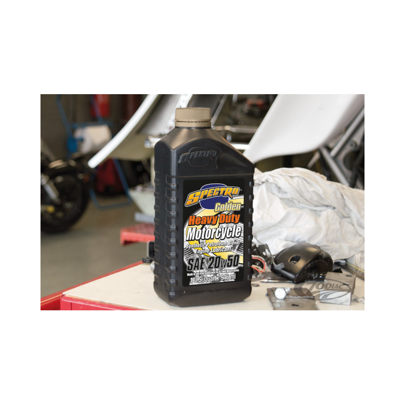Huile moteur 20 W 50 semi-synthèse Spectro USA Heavy Duty GOLDEN pour Harley-Davidson 745051 Huile Spectro USA