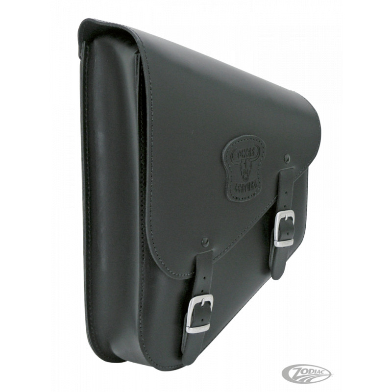 Sacoche de bras oscillant style étroite en cuir noir avec boucles mates 756973 Sacoches pour Softail