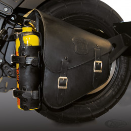 Sacoche Texas Leather de bras oscillant en cuir noir, pré équipée pour support bidon 757043 Pièces pour Harley-Davidson