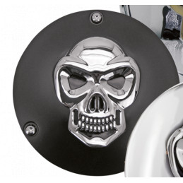 Trappe d'embrayage aluminium skull noir avec crâne chromé 302806 Trappes de visite de carter primaire