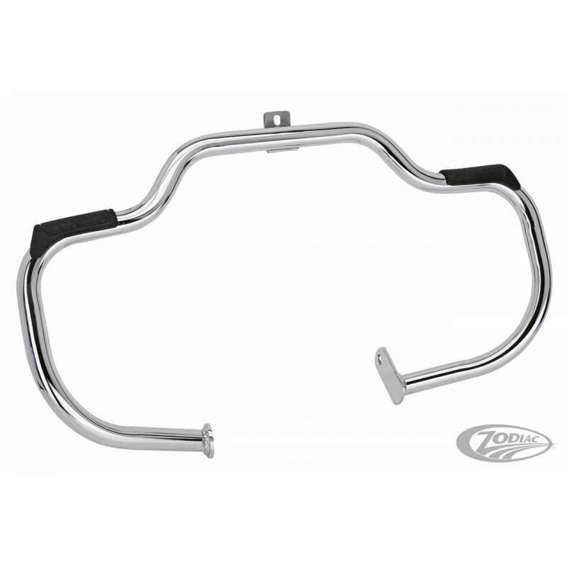 Pare cylindres chromé avec repose pieds caoutchouc OEM 49000077 087004 Pare-Cylindre pour Harley Davidson