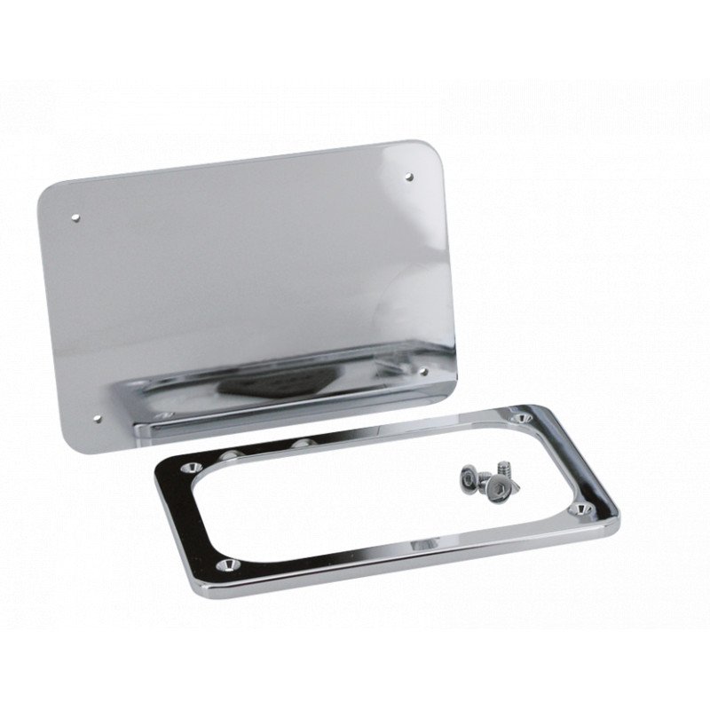 Support de plaque d'immatriculation usiné chromé avec entourage France 135mm x 215mm 161326 Supports feux arrière et plaque Support de plaque d'immatriculation usiné chromé avec entourage France 135mm x 215mm 161326 Supports feux arrière et plaque