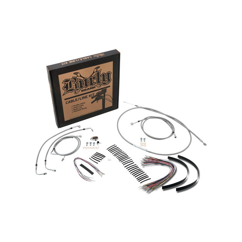 Kit complet Burly de câbles, fils et durits pour guidon Ape Hanger 14" M563474 Pièces pour Harley-Davidson