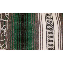 Couverture mexicaine vert forêt, charbon & blanc avec support en cuir noir 755310 Couvertures mexicaines