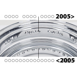 Voile de jante chromé 5.50x16" 40 trous, rayonnage style Harley-Davidson stock jusqu'à 2004, trou pour valve centrale 702110 ...