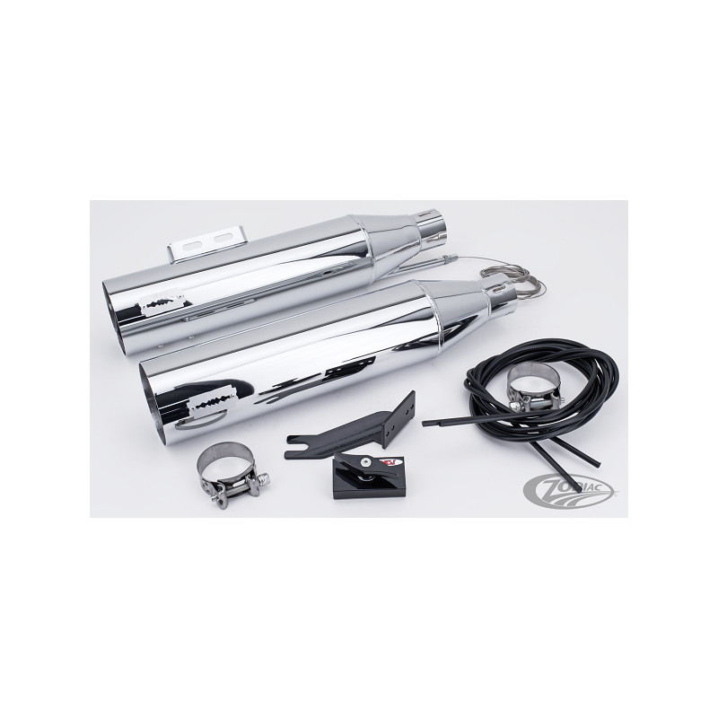 Silencieux d’échappement MCJ chromés réglables homologués Euro 5 pour Softail 2021-2025 749889 Echappements MCJ Réglables Hom...