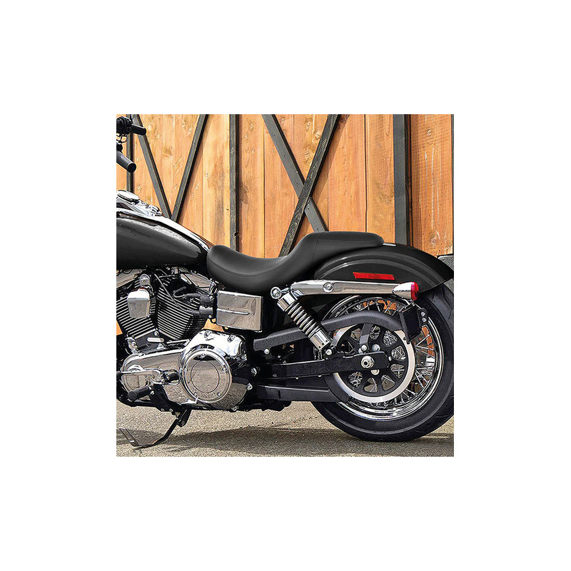 Selle Biplace Pour Harley Davidson Dyna Street Bob 2006-2017 - Noir SF8, Profil Bas, Similicuir Hydrofuge