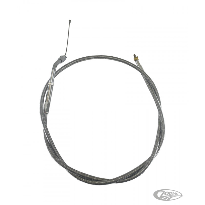 Cable de gaz aller Barnett tréssé gainé pour carburateur S&S Super E et G avec tirage 1986-1995 fileté 722907 Cables de gaz e...