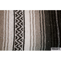 Couverture mexicaine charbon, argent, noir & blanc avec support en cuir noir 755308 Couvertures mexicaines
