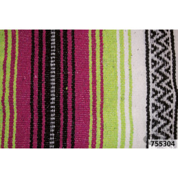 Couverture mexicaine rose, vert pomme & blanc avec support en cuir noir 755311 Couvertures mexicaines