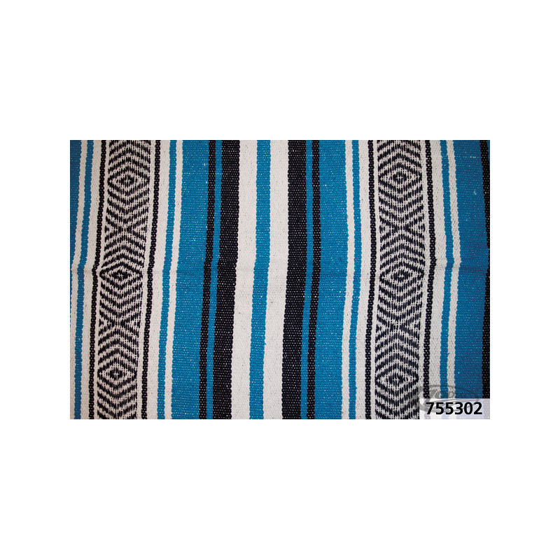 Couverture mexicaine bleu nuit, turquoise & blanc 755302 Couvertures mexicaines