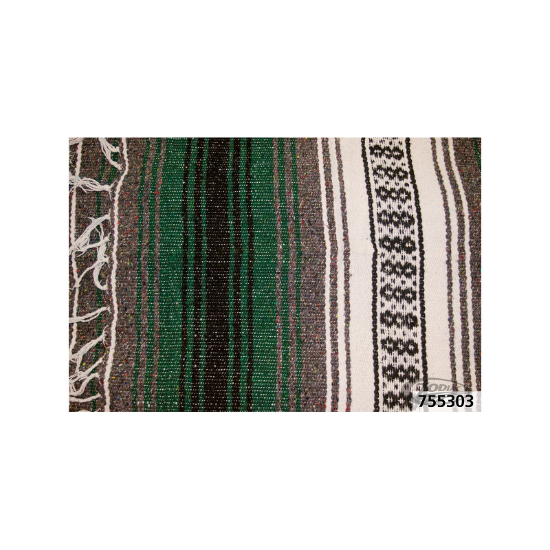 Couverture mexicaine vert forêt, charbon & blanc 755303 Couvertures mexicaines