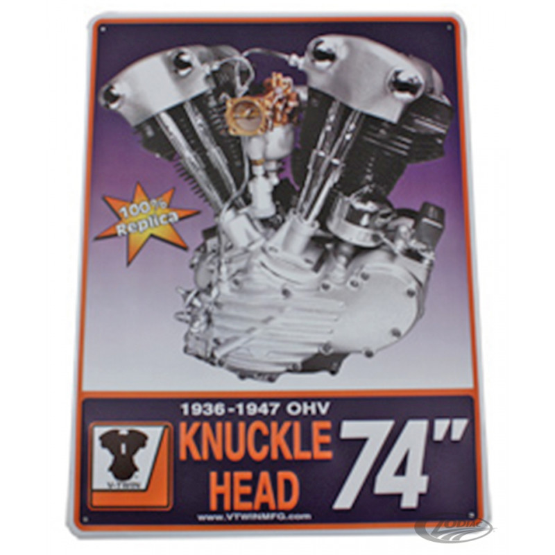 Plaque métal avec moteur Knucklehead 789733 Plaques métal avec moteurs Harley-Davidson