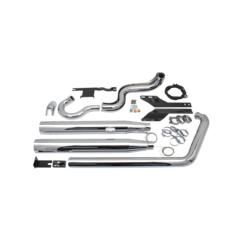 Echappement chromé MCJ réglable homologué 2 en 2 True Dual pour Twin Cam Softail 789756 Echappements MCJ Réglables Homologués