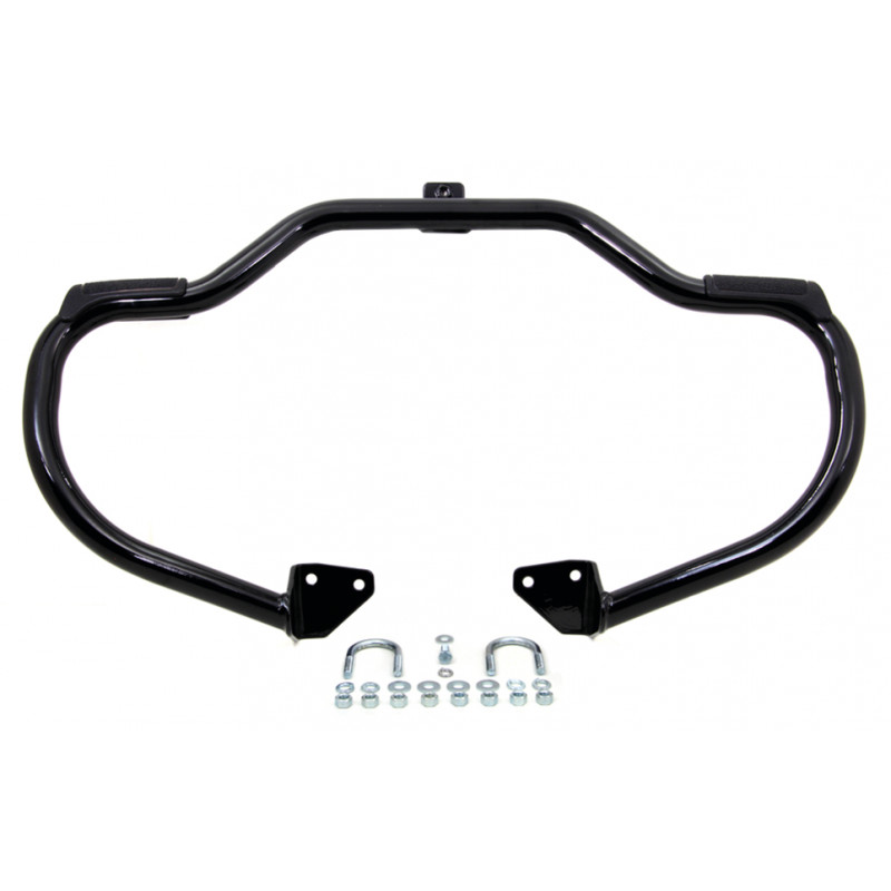 Pare cylindres noir avec repose pieds caoutchouc OEM 49000077 783232 Pare-Cylindre pour Harley Davidson