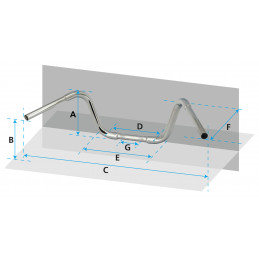 Ape Hanger style Chicano de 40.5 cm de hauteur chromé 053774 Guidons