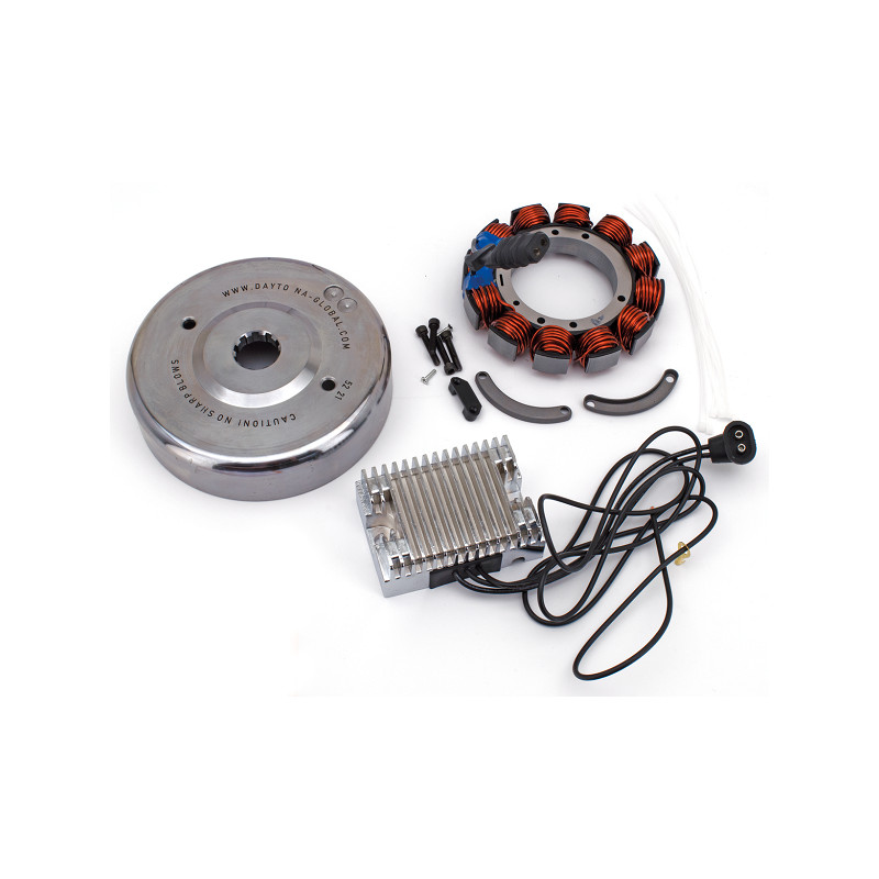 Kit alternateur complet haute puissance 32 ampères avec régulateur chromé Daytona Global OEM 29985-87 769320 Rectifieurs/régu...