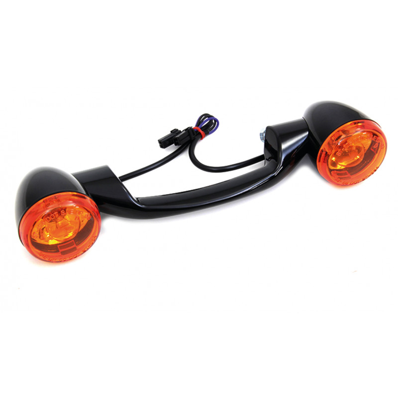 Barre de clignotants arrière avec clignotants Bullet noire avec lentilles oranges 789673 Clignotants