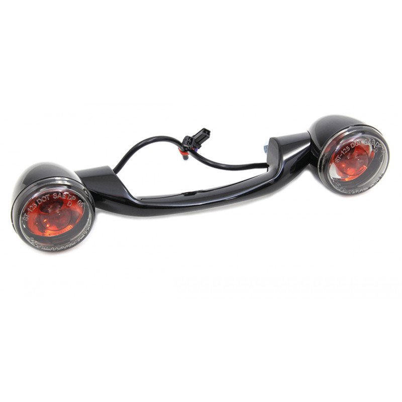 Barre de clignotants arrière avec clignotants Bullet noire avec lentilles fumées 789675 Clignotants