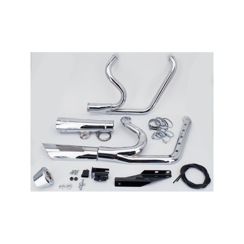 Echappement MCJ réglable homologué 2 en 1 chromé pour Dyna Twin Cam 789749 Echappement pour Harley-Davidson Dyna Twin Cam 200...