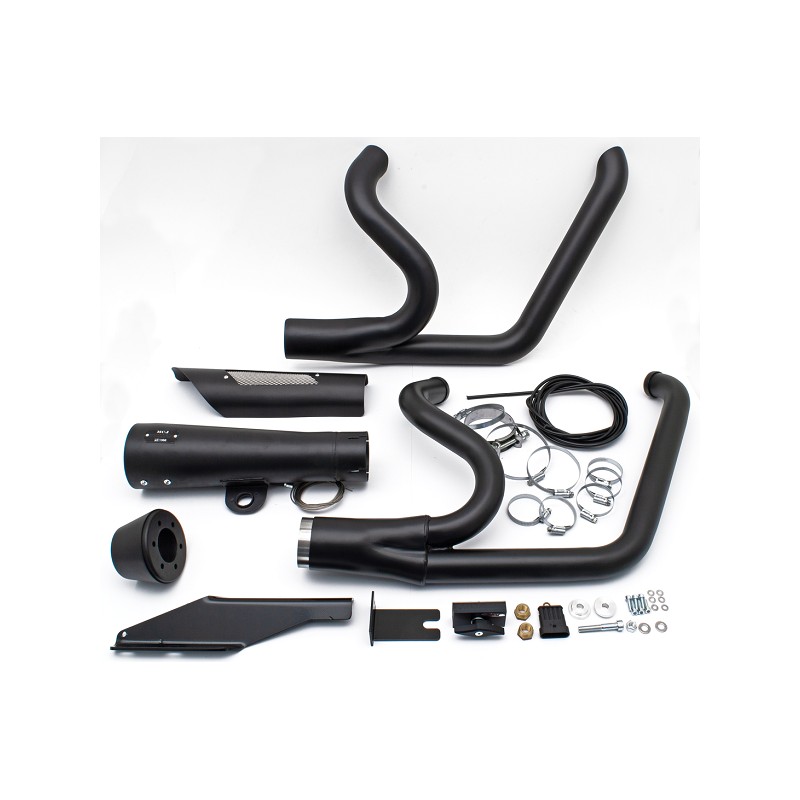 Echappement MCJ réglable homologué 2 en 1 noir pour Dyna Twin Cam 789750 Echappement pour Harley-Davidson Dyna Twin Cam 2006-...