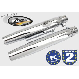 Silencieux homologués Euro 2 pour Harley-Davidson Sportster, Shovel, Evo ou Twin Cam 763999 Silencieux Zodiac pour Big Twin e...
