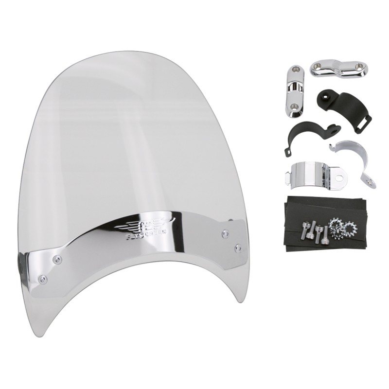 Pare brise court National Cycle légèrement teinté avec plaque chromée et necessaire de montage 710662 Pare-Brise