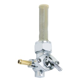 Robinet d'essence chromé avec sortie à gauche 011403 Robinets d'essence