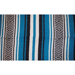 Couverture mexicaine bleu nuit, turquoise et blanc 755302 Couvertures mexicaines