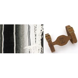 Couverture mexicaine noire et blanche poncho avec support en cuir marron 755320 Couvertures mexicaines