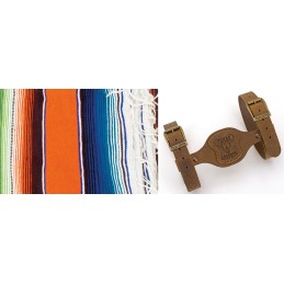 Couverture mexicaine orange poncho avec support en cuir marron 755322 Couvertures mexicaines