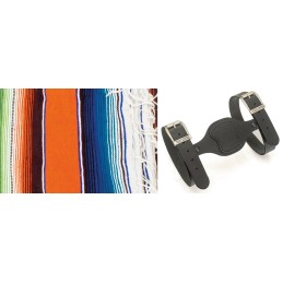 Couverture mexicaine orange poncho avec support en cuir noir 755321 Couvertures mexicaines