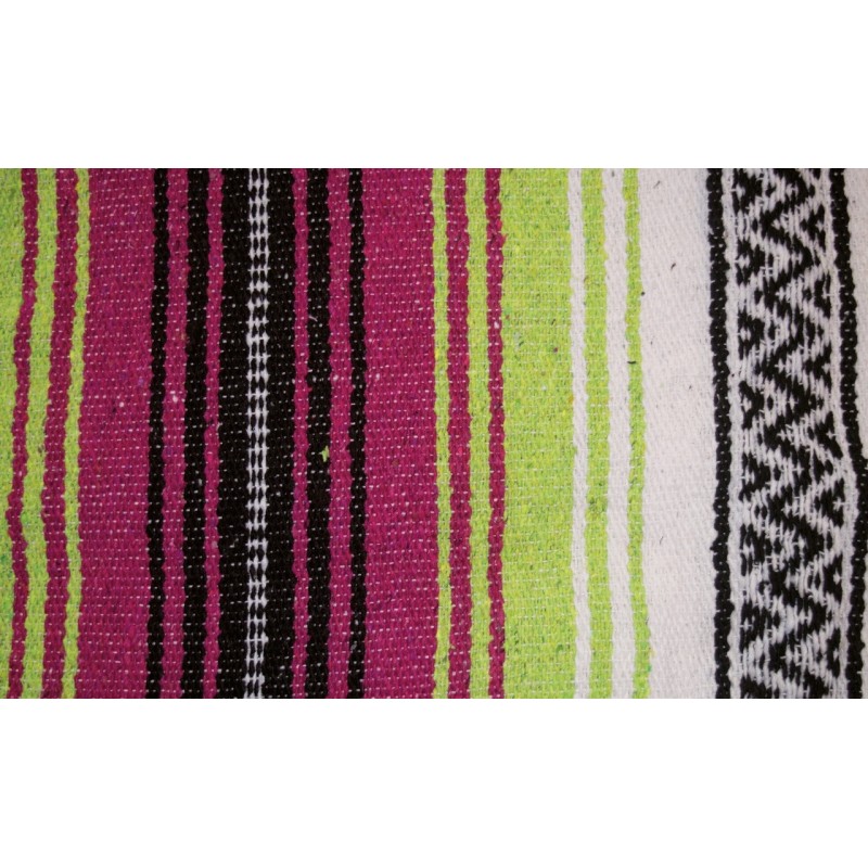 Couverture mexicaine rose, vert pomme et blanc 755304 Couvertures mexicaines
