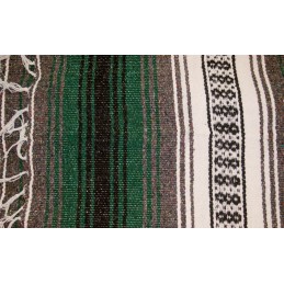 Couverture mexicaine vert forêt, charbon et blanc 755303 Couvertures mexicaines