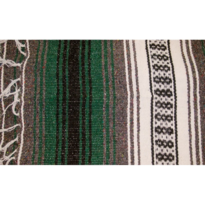 Couverture mexicaine vert forêt, charbon et blanc 755303 Couvertures mexicaines