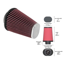 Filtre de remplacement K&N avec embout chromé 733814 Filtres à air K&N pour Harley-Davidson