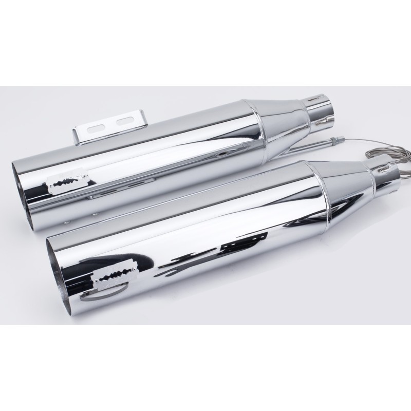 Silencieux d’échappement MCJ chromés réglables homologués Euro 5+ pour Softail Fat Boy et Breakout 2025-2026 791126 Echappeme...