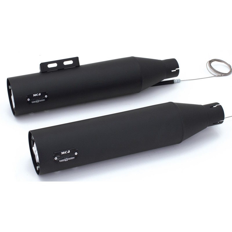 Silencieux d’échappement MCJ noirs réglables homologués Euro 5+ pour Softail Fat Boy et Breakout 2025-2026 791102 Echappement...