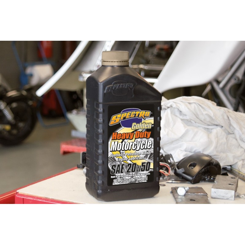 Huile moteur 20 W 50 semi-synthèse Spectro USA Heavy Duty GOLDEN pour Harley-Davidson 745051 Huile Spectro USA