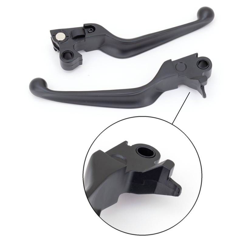 Jeu de leviers de frein et d'embrayage ergonomiques noirs avec levier d'embrayage anti-jeu 053902 Leviers de frein et d'embra...