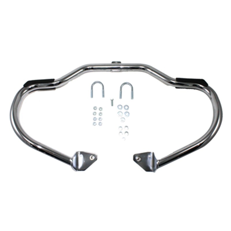 Pare cylindres chromé avec repose pieds caoutchouc OEM 49000077 087004 Pare-Cylindre pour Harley Davidson