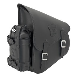 Sacoche de bras oscillant cuir noir avec boucles mates, support et sangles installés 757021 Sacoches pour Softail