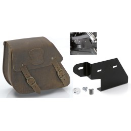 Sacoche de bras oscillant Dyna en cuir marron avec boucles laiton 756974 Sacoches pour Dyna