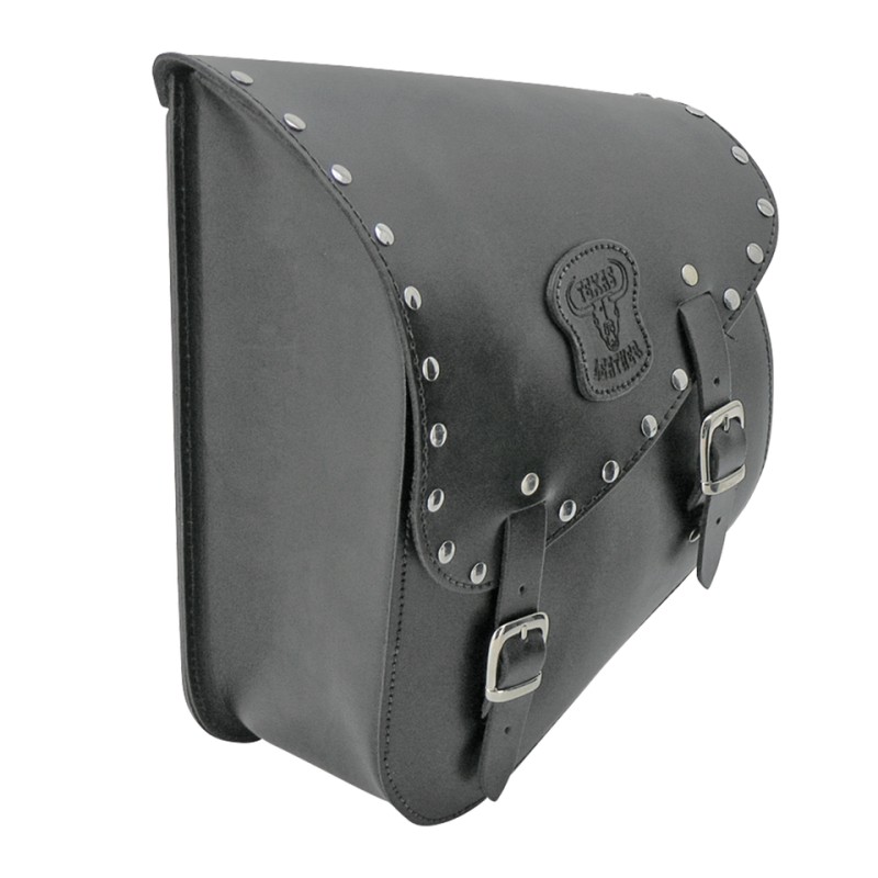 Sacoche de bras oscillant en cuir noir avec boucles et clous chromés 756995 Sacoches pour Softail