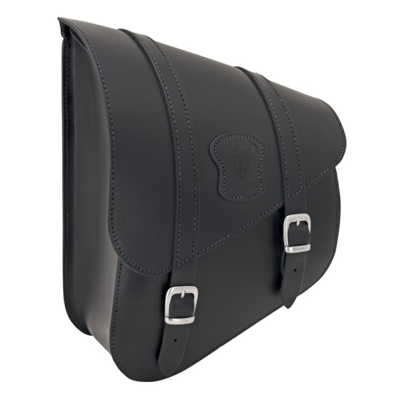 Sacoche de bras oscillant en cuir noir avec boucles mates et sangles longues 757001 Sacoches pour Softail