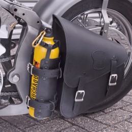 Sacoche de bras oscillant en cuir noir avec support pour une réserve d'essence (incluse) 757024 Sacoches pour Softail