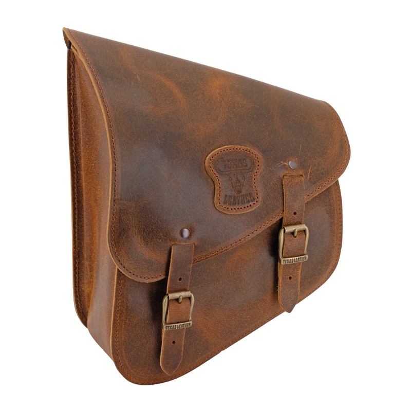 Sacoche de bras oscillant Ranger en cuir marron avec boucles laiton 756977 Sacoches pour Softail