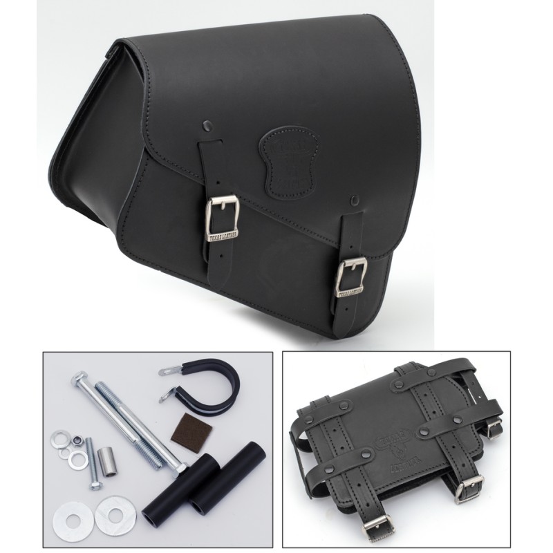 Sacoche de cadre avec réserve d'essence, en cuir noir avec des boucles mates 757017 Sacoches pour Sportster