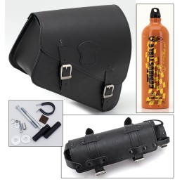 Sacoche de cadre en cuir noir avec sa réserve d'essence, boucles mates 757014 Sacoches pour Sportster