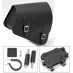 Sacoche de cadre en cuir noir avec support de bidon de réserve, boucles mates 757016 Sacoches pour Sportster